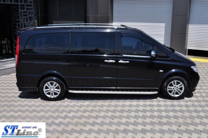 Купить Боковые пороги Tayga V2 (2 шт, алюм.) Короткая (short) и Средняя (long) для Mercedes Vito W639 2004-2014 гг