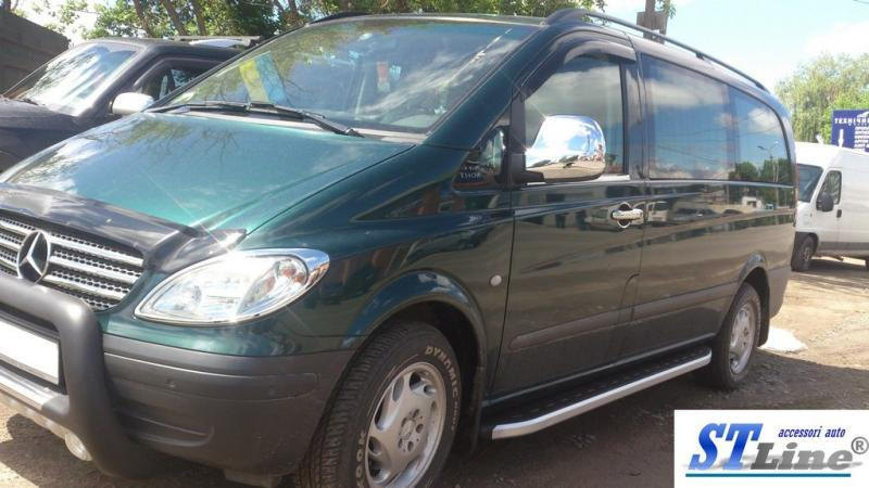 Купить Боковые пороги Tayga V2 (2 шт, алюм.) Короткая (short) и Средняя (long) для Mercedes Vito W639 2004-2014 гг