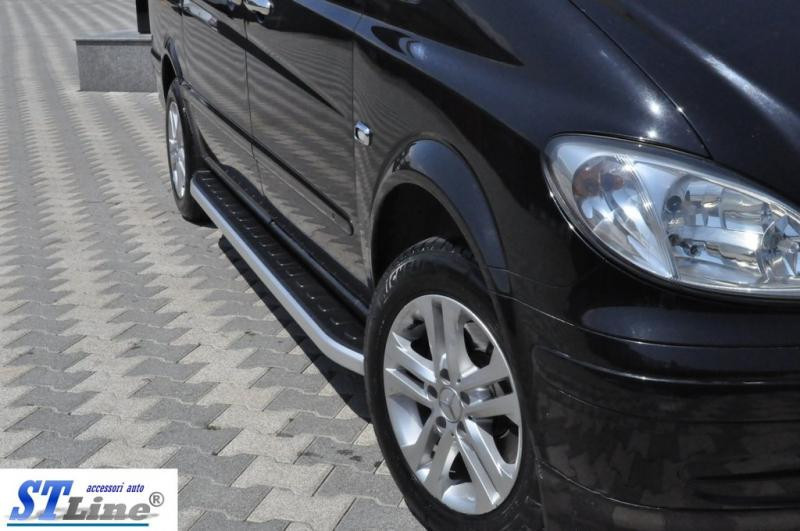 Купить Боковые пороги Tayga V2 (2 шт, алюм.) Короткая (short) и Средняя (long) для Mercedes Vito W639 2004-2014 гг