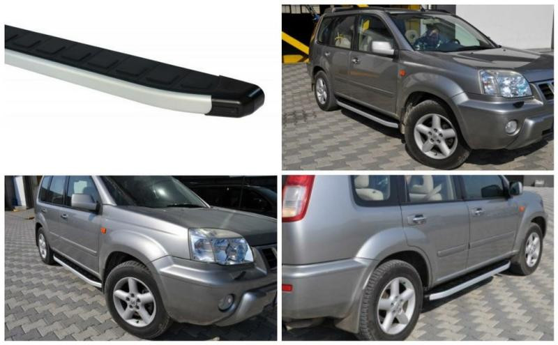 Купить Боковые пороги RedLine Black (2 шт, алюм.) для Nissan X-trail T30 2002-2007 гг