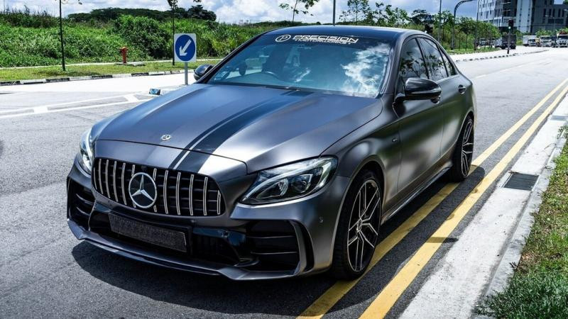 Купити Комплект обвісів з повним заднім бампером (дизайн Black Mamba C63GT) для Mercedes C-сlass W205 2014-2021рр