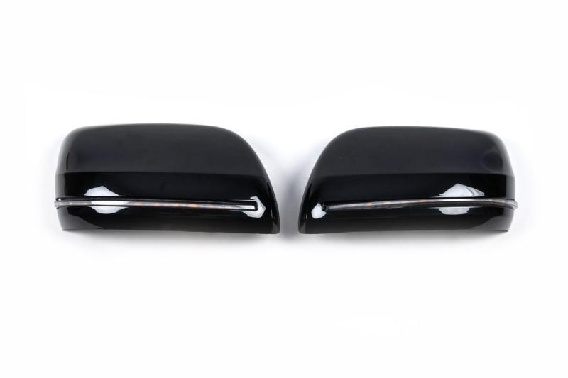 Купить Крышки зеркал (с LED повторителем, стиль 2020) Черный цвет для Toyota Land Cruiser 200