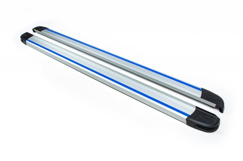 Купити Бокові пороги Maya Blue-Grey (2 шт., Алюміній) для Volkswagen Amarok 2010-2022 рр