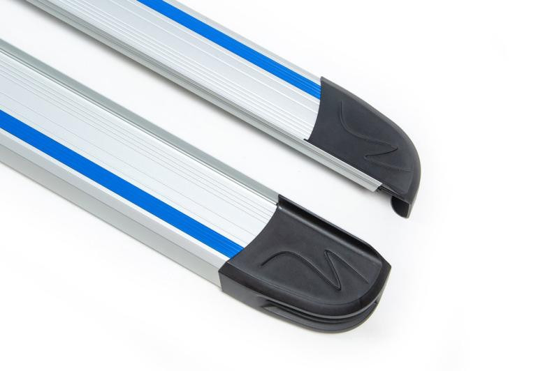 Купити Бокові пороги Maya Blue-Grey (2 шт., Алюміній) для Volkswagen Touareg 2002-2010 рр