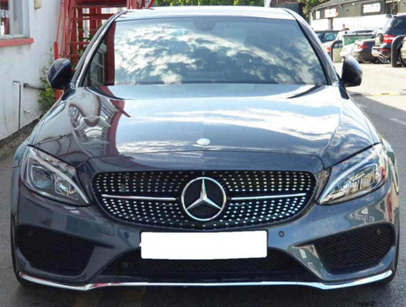 Купить Передняя решетка Diamond Silver (для Avantgarde/AMG-Line/C43 AMG) 2018-2025, без камеры для Mercedes C-сlass W205