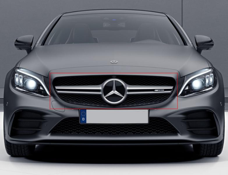 Купить Передняя решетка AMG Silver (для Avantgarde/AMG-Line/C43 AMG) 2018-2025, без камеры для Mercedes C-сlass W205