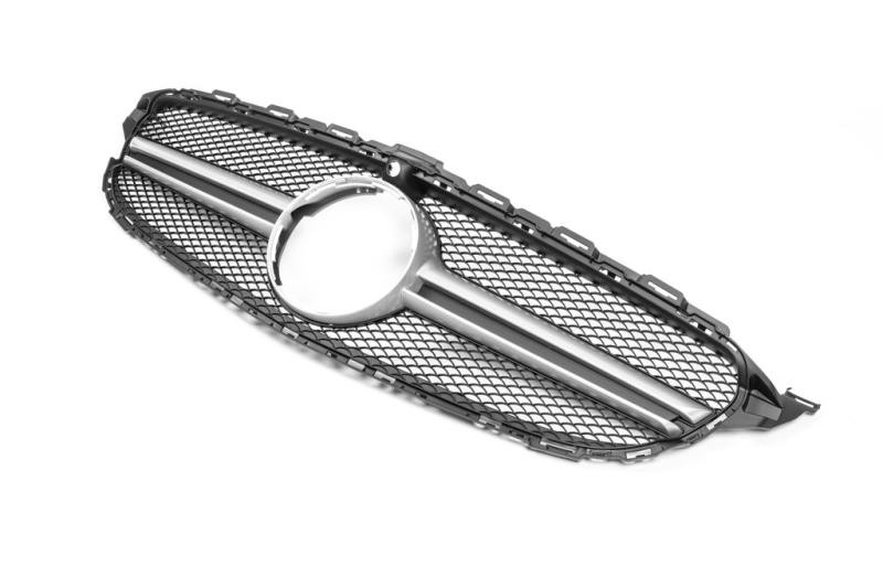 Купить Передняя решетка AMG Silver (для Avantgarde/AMG-Line/C43 AMG) 2018-2025, без камеры для Mercedes C-сlass W205