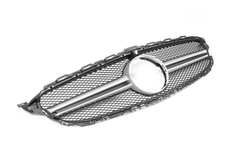 Купить Передняя решетка AMG Silver (для Avantgarde/AMG-Line/C43 AMG) 2018-2025, без камеры для Mercedes C-сlass W205