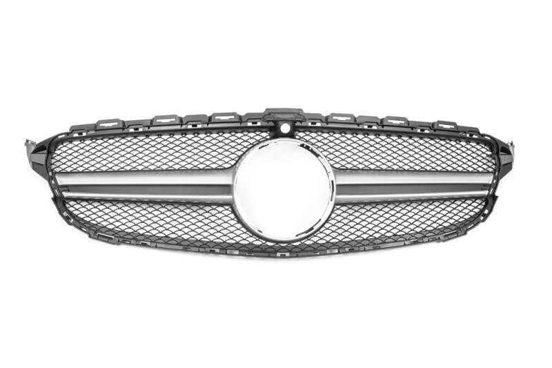Купить Передняя решетка AMG Silver (для Avantgarde/AMG-Line/C43 AMG) 2018-2025, без камеры для Mercedes C-сlass W205