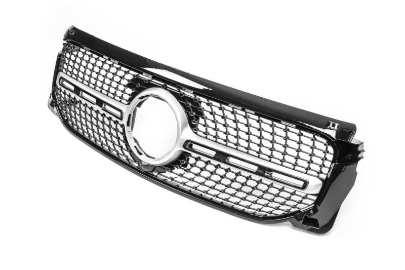 Купити Передня решітка Diamond Silver З місцем під камеру для Mercedes GLB X247 2019- рр