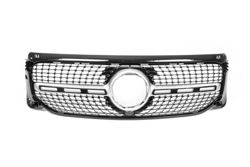Купити Передня решітка Diamond Silver З місцем під камеру для Mercedes GLB X247 2019- рр