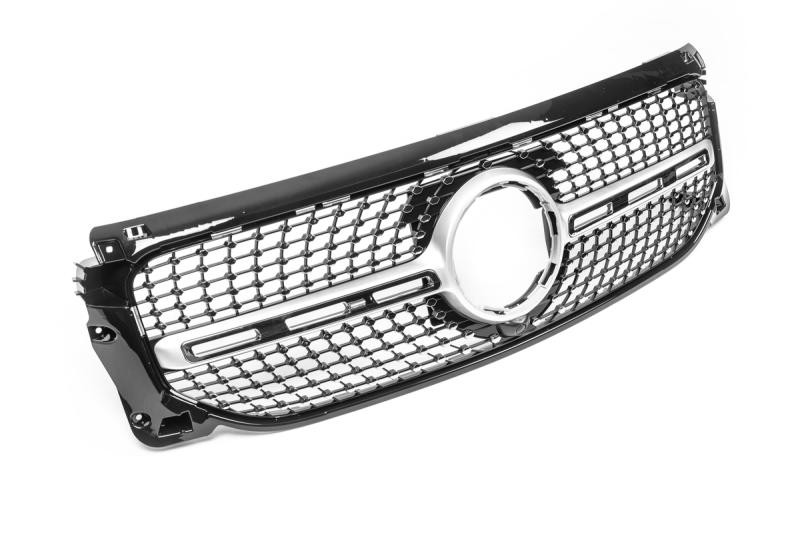 Купити Передня решітка Diamond Silver З місцем під камеру для Mercedes GLB X247 2019- рр