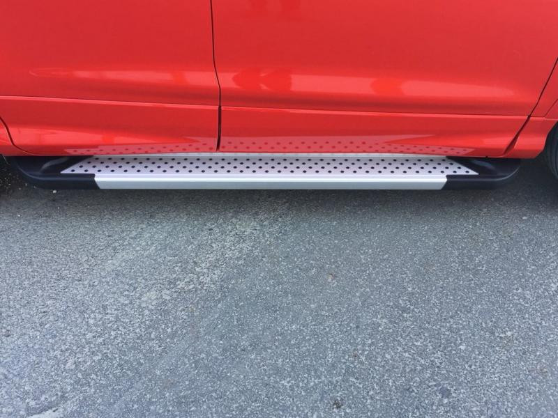 Купить Боковые пороги Allmond Grey (2 шт, алюм.) С черной листвой на дверях для Ford Kuga/Escape 2013-2019 гг