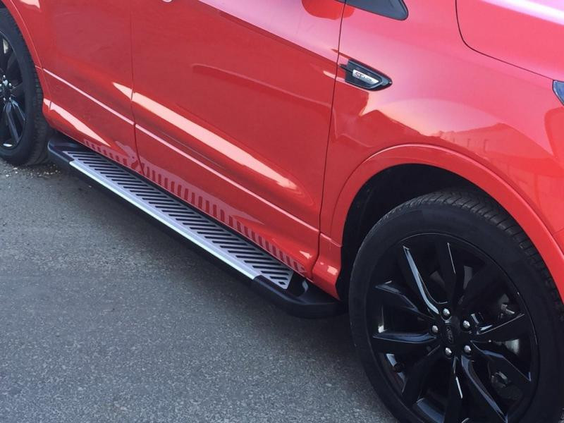 Купить Боковые пороги Line (2 шт., алюминий) С черной листвой на дверях для Ford Kuga/Escape 2013-2019 гг