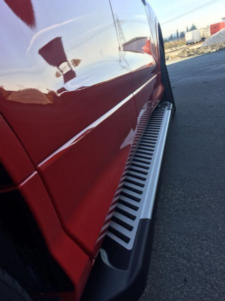 Купить Боковые пороги Line (2 шт., алюминий) С черной листвой на дверях для Ford Kuga/Escape 2013-2019 гг