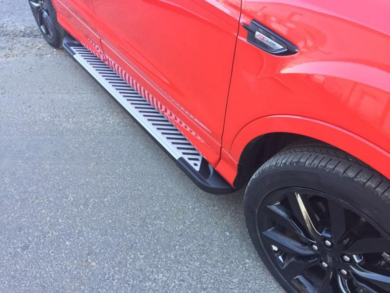 Купить Боковые пороги Line (2 шт., алюминий) С черной листвой на дверях для Ford Kuga/Escape 2013-2019 гг