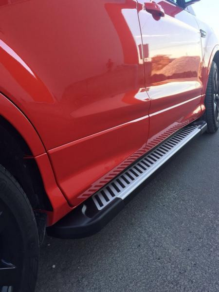 Купить Боковые пороги Line (2 шт., алюминий) С черной листвой на дверях для Ford Kuga/Escape 2013-2019 гг