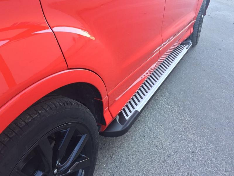 Купить Боковые пороги Line (2 шт., алюминий) С черной листвой на дверях для Ford Kuga/Escape 2013-2019 гг