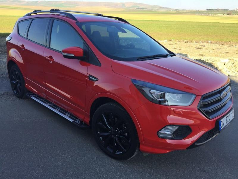 Купить Боковые пороги Sunrise (2 шт., алюминий) С окрашенной листвой на дверях для Ford Kuga/Escape 2013-2019 гг