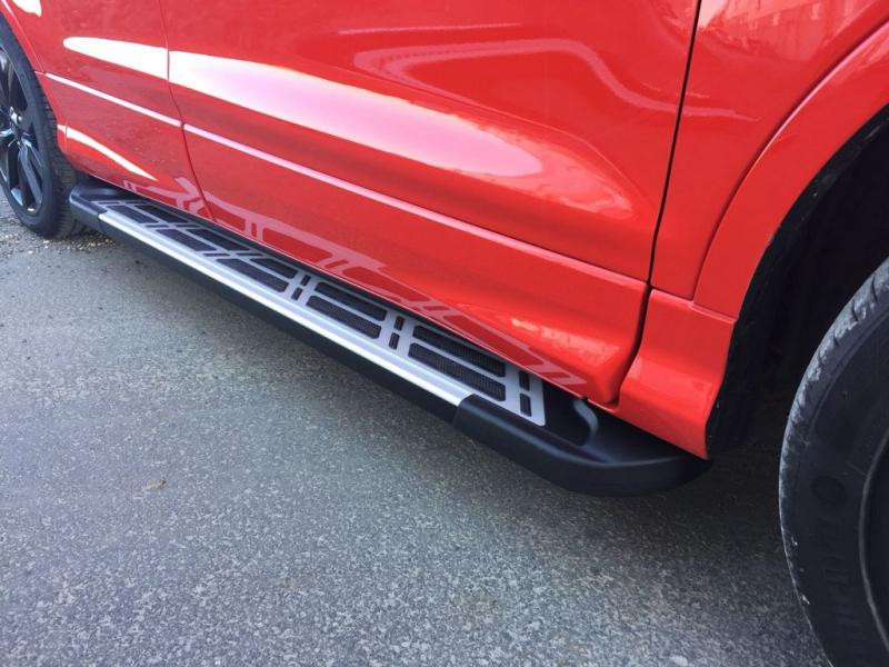 Купить Боковые пороги Sunrise (2 шт., алюминий) С черной листвой на дверях для Ford Kuga/Escape 2013-2019 гг