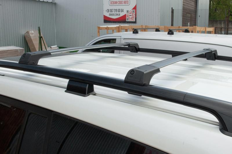 Купить Перемычки на рейлинги без ключа Flybar V1 (2 шт) до 110 см, Серый для Volkswagen Touareg 2002-2010 гг