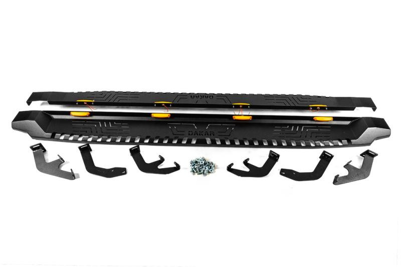 Купити Бокові пороги Dakar V1 з LED (2 шт, метал) для Toyota Hilux 2015- рр