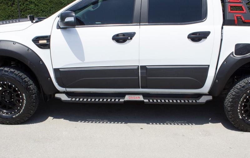 Купити Бокові пороги Dakar V2 без LED (2015-2019, 2 шт, метал) для Mitsubishi L200 рр