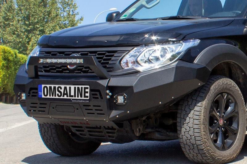 Купить Передний бампер Dakar Чёрный без сенсора, с подсветкой -2025 Защита картера для Fiat Fullback 2016- гг