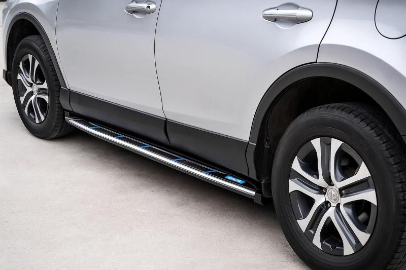 Купити Бокові пороги OEM V4 (2016-2018, 2 шт, алюміній) для Toyota Rav 4 рр