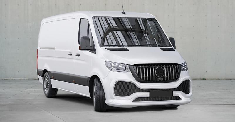 Купити Передній бампер з решіткою ABS (під фарбування) для Mercedes Sprinter W907/W910 2018- рр