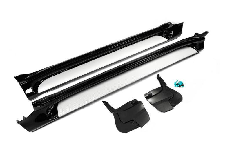 Купити Бокові пороги GX-style (2 шт., алюміній) Білий колір (чорна підніжка) для Toyota Land Cruiser Prado 150