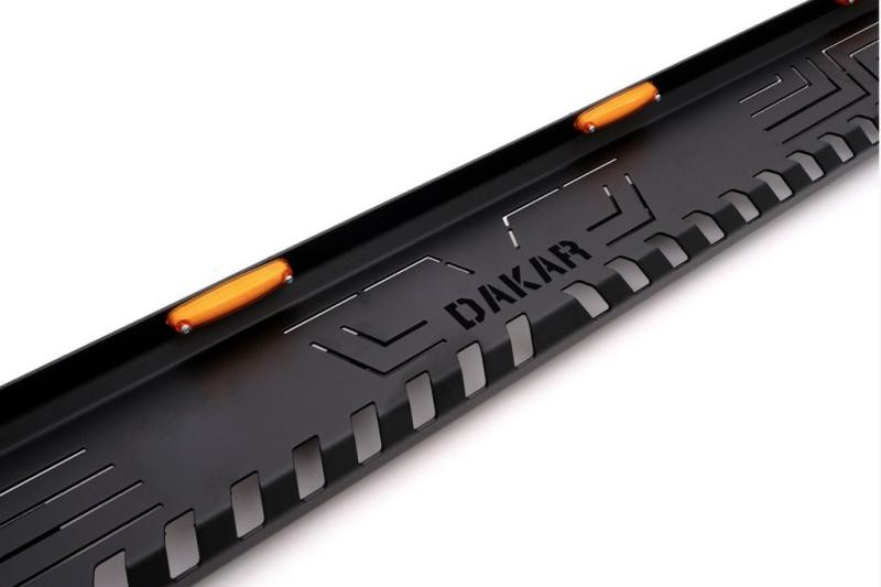 Купити Бокові пороги Dakar V1 з LED (2019-2025, 2 шт, метал) для Mitsubishi L200 рр