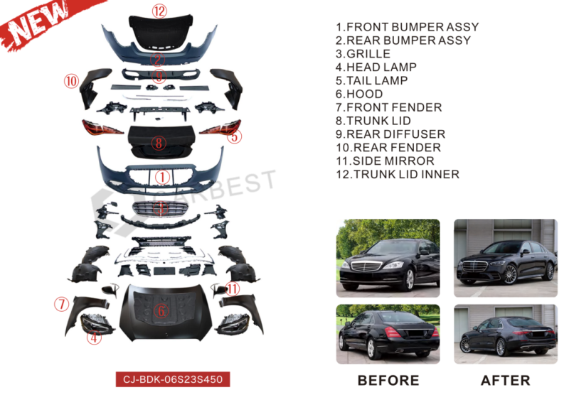 Купити Комплект рестайлінга в W223 AMG Line (без дверей) для Mercedes S-сlass W221