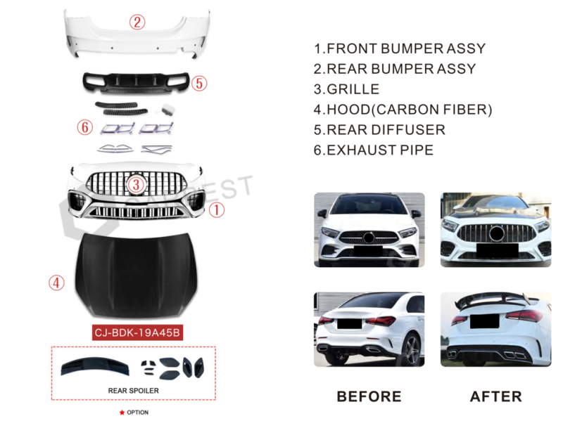 Купить Комплект обвесов AMG A45 (type-B) для Mercedes A-сlass W177 2018- гг