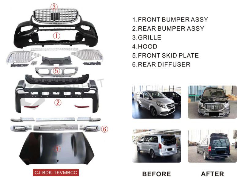 Купить Комплект обвеса (Maybach Type-GLS, с капотом) для Mercedes Vito/V-class W447 2014- гг