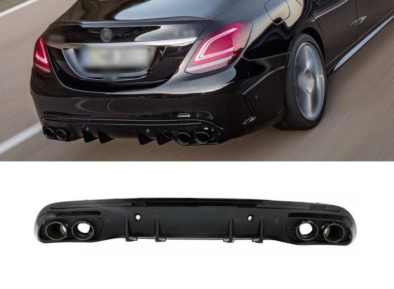 Купить Задний диффузор с насадками (Дизайн C43) для Mercedes C-сlass W205 2014-2021 гг