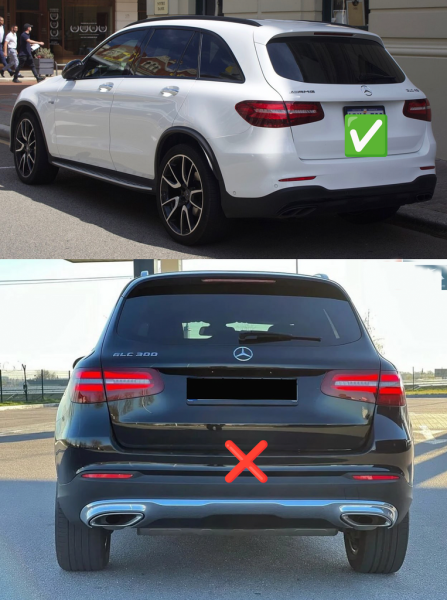 Купити Задній дифузор з насадками Black (Дизайн AMG63) для Mercedes GLC X253