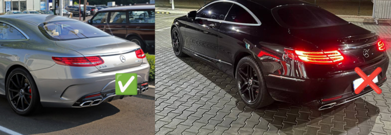 Купить Задний диффузор с насадками Black (2018-2020, Дизайн S-COUPE63) для Mercedes S-class C217 Coupe