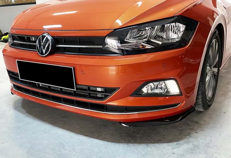 Купить Передняя Lip накладка DPT V-2 (черный глянец) для Volkswagen Polo 2017- рр