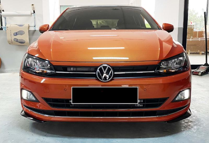 Купить Передняя Lip накладка DPT V-2 (черный глянец) для Volkswagen Polo 2017- рр