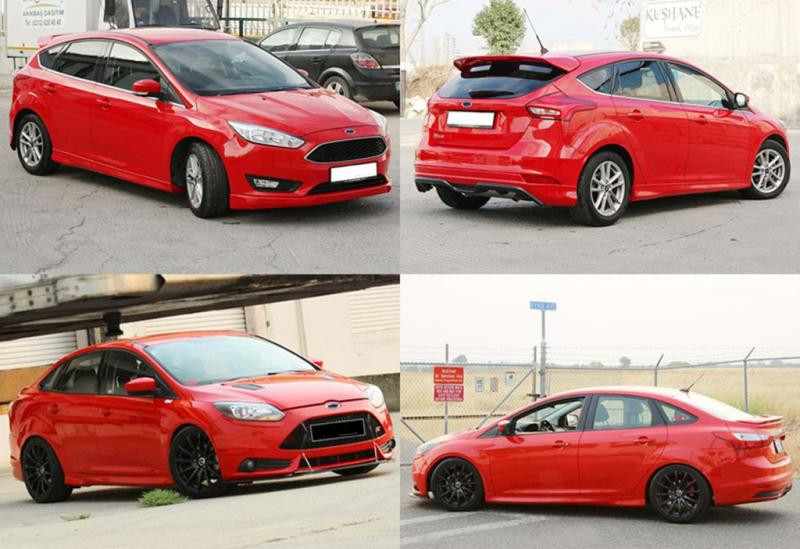 Купити Бокові пороги DPT (SD, 2015-2017, чорний глянець) для Ford Focus III рр