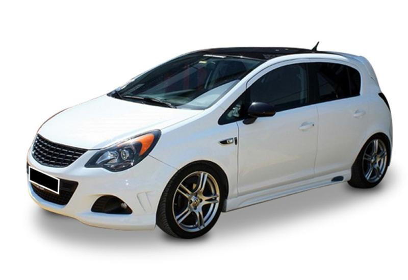 Купить Боковые пороги DPT V-2 (черный глянец) для Opel Corsa D 2007-2014 гг