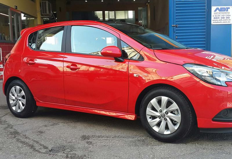 Купить Боковые пороги DPT (черный глянец) для Opel Corsa E 2015-2019 гг