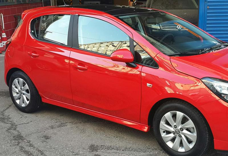 Купить Боковые пороги DPT (черный глянец) для Opel Corsa E 2015-2019 гг