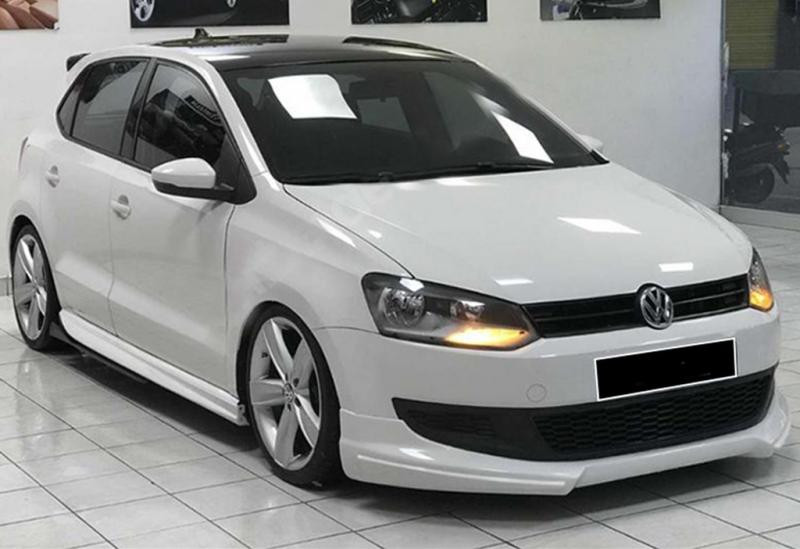 Купити Бокові пороги DPT V-1 (чорний глянець) для Volkswagen Polo 2010-2017 рр