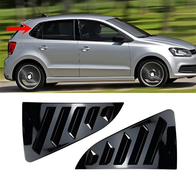 Купити Накладки на задні вікна DPT (чорний глянець, 2шт) для Volkswagen Polo 2010-2017 рр