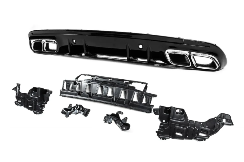 Купити Задній дифузор з насадками Silver (Дизайн С63 2018-2021) для Mercedes C-сlass W205 рр