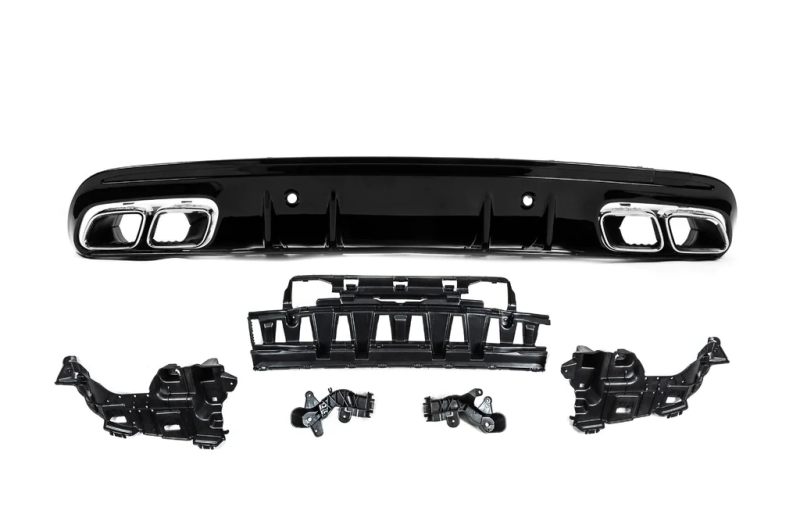 Купити Задній дифузор з насадками Silver (Дизайн С63 2018-2021) для Mercedes C-сlass W205 рр