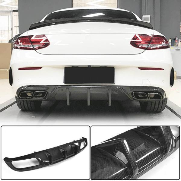 Купить Диффузор заднего бампера V1 (для купе/кабриолет C63 AMG 2015-2019, Карбон) для Mercedes C-сlass W205
