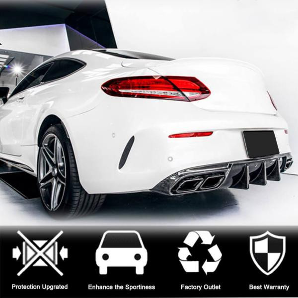 Купить Диффузор заднего бампера V1 (для купе/кабриолет C63 AMG 2015-2019, Карбон) для Mercedes C-сlass W205